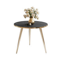 COUCHTISCH SOLEIL GOLD Schwarz Marmor, 50cm - Schwarz, Holzwerkstoff (50/50/47cm) - Lookway
