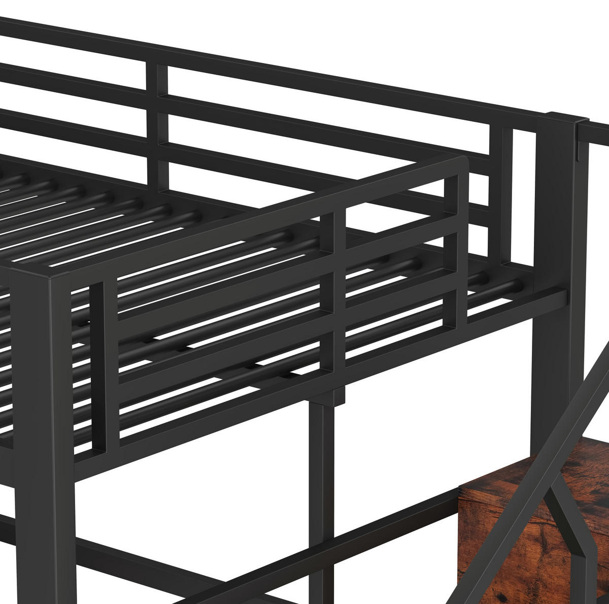 HOCHBETT aus Metall und MDF 140x200 cm in Schwarz mit LED & Stauraum - Rosa, Metall (140/200cm) - Modfu