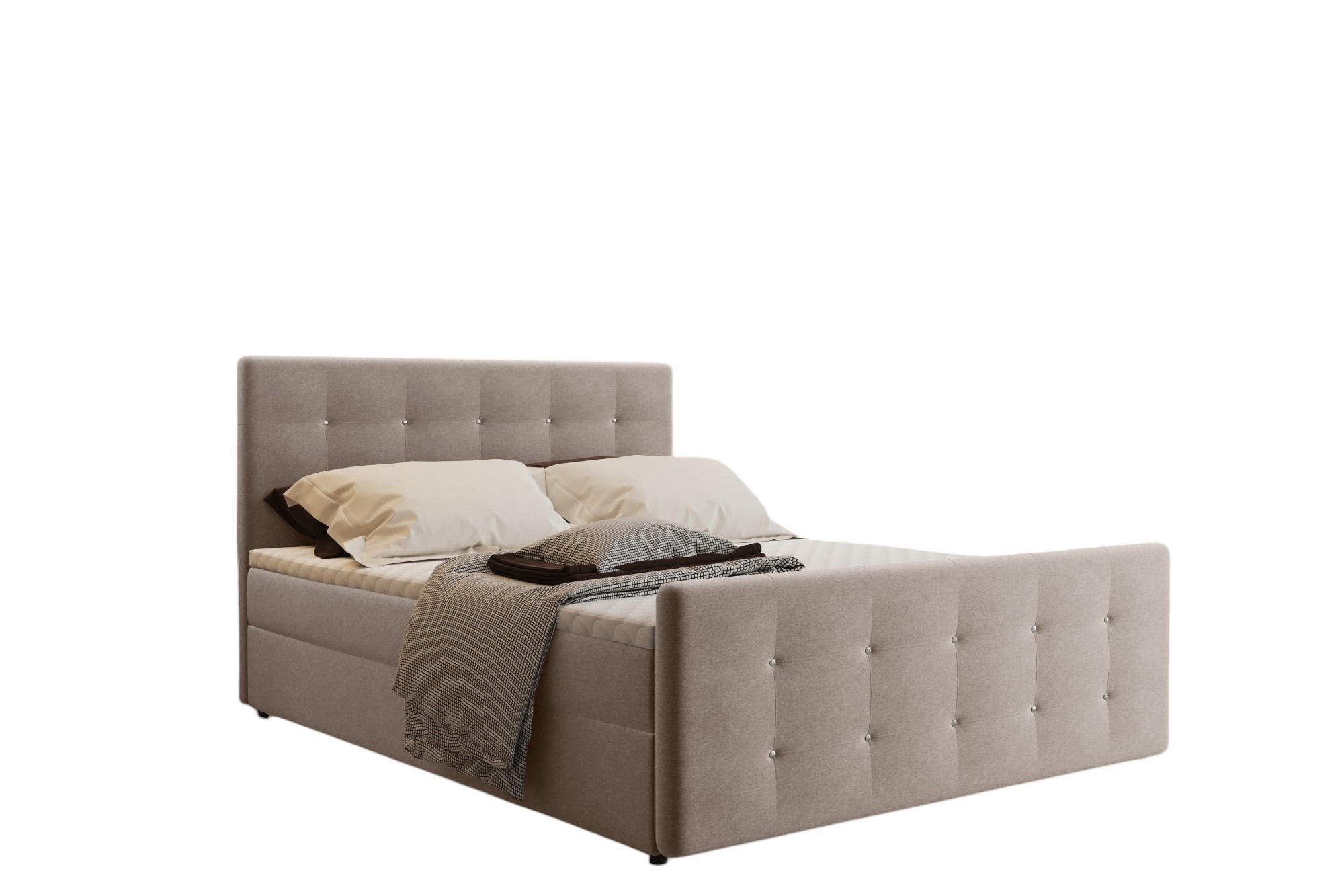 Kaiser Möbel KONTINENTÁLNÍ POSTEL s úložným prostorem, matrací a topperem AMOR Béžová 160x200 cm H2-Pocket