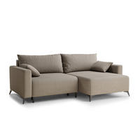 ECKSOFA MIT SCHLAFFUNKTION Leon Beige Samtstoff - Beige/Schwarz, Holz/Holzwerkstoff (239/148cm) - Maison de Reve