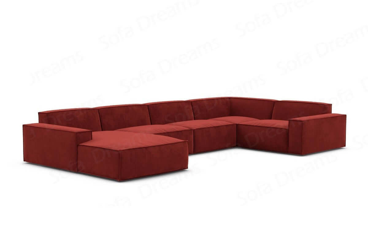 WOHNLANDSCHAFT Beluga Rot Samtstoff - Rot, Kunststoff (313/73/181cm)