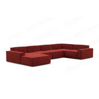 WOHNLANDSCHAFT Beluga Rot Samtstoff - Rot, Kunststoff (313/73/181cm)
