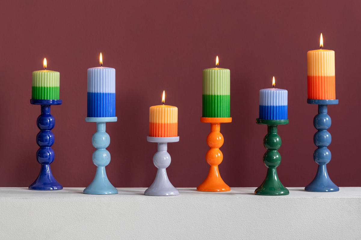 KERZENHALTER Funky Blau 8.5/8.5/23 cm - Blau, Metall (8.5/23/8.5cm) - Present Time