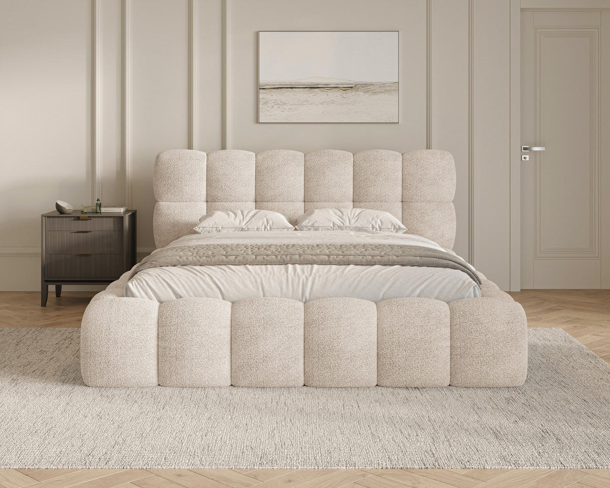 POLSTERBETT 19 - 140x200 cm – Arena – Bett mit Federmechanismus und Stauraum - Beige, Holz (140/200cm) - ROYAL24_MARKT