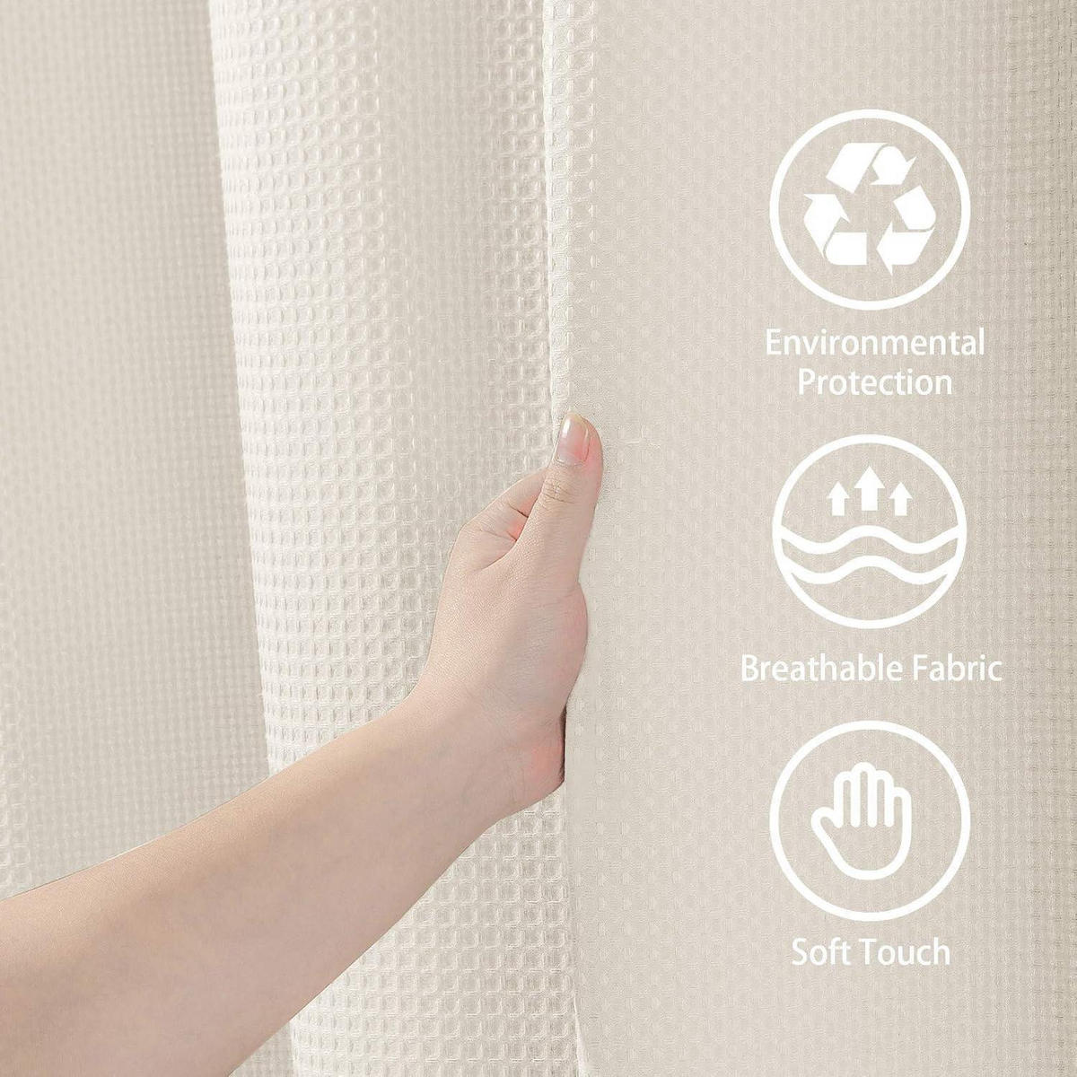 DUSCHVORHANG Waffelstoff Creme 275 x 182 cm - Creme, Textil (275/182cm)
