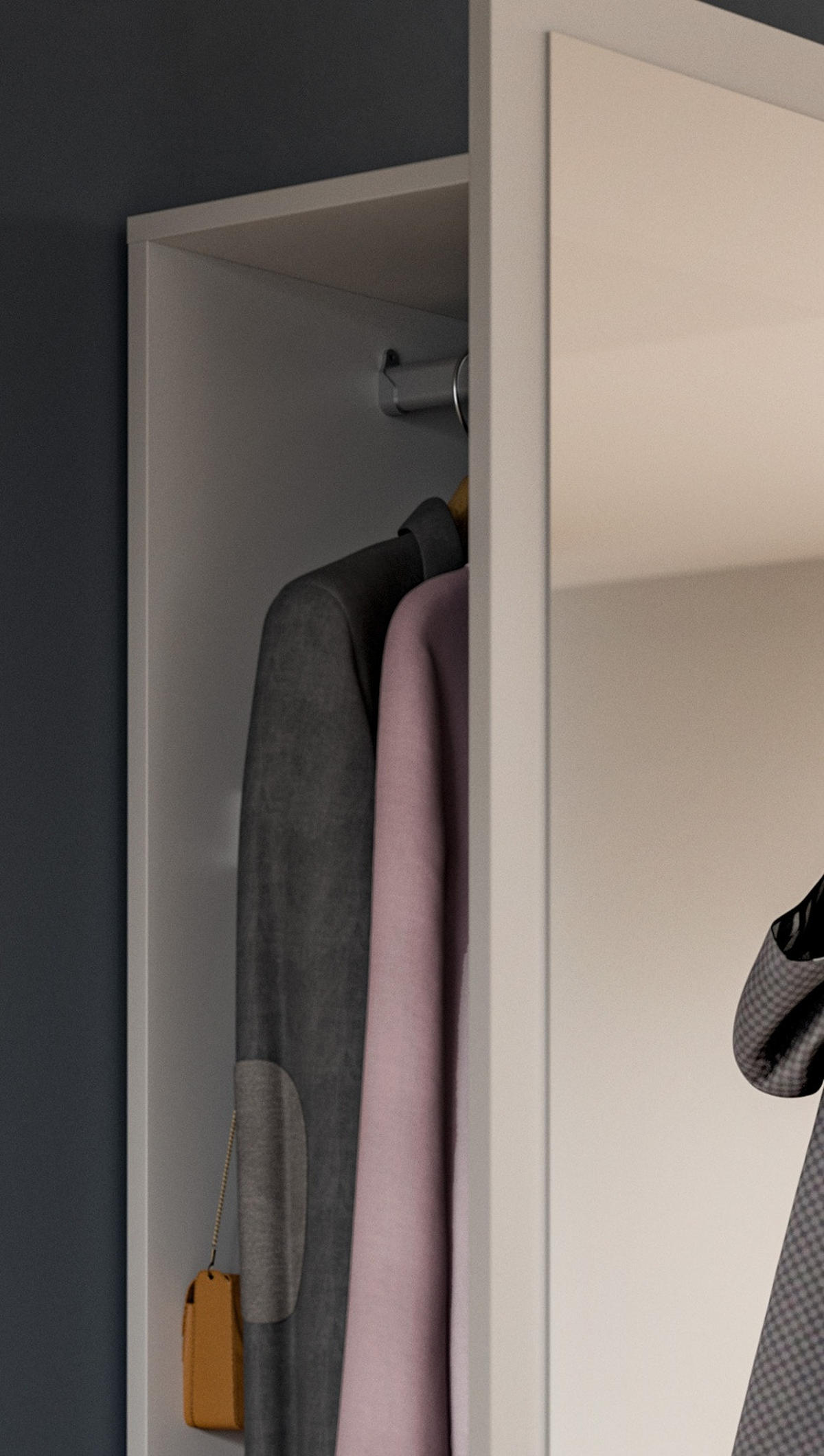 KOMPAKTGARDEROBE weiß, Eiche Nox, Garderobe mit Spiegel 80 x 190 cm - Eichefarben/Silberfarben, Glas/Holzwerkstoff (80/190/38cm) - Inn.Furn