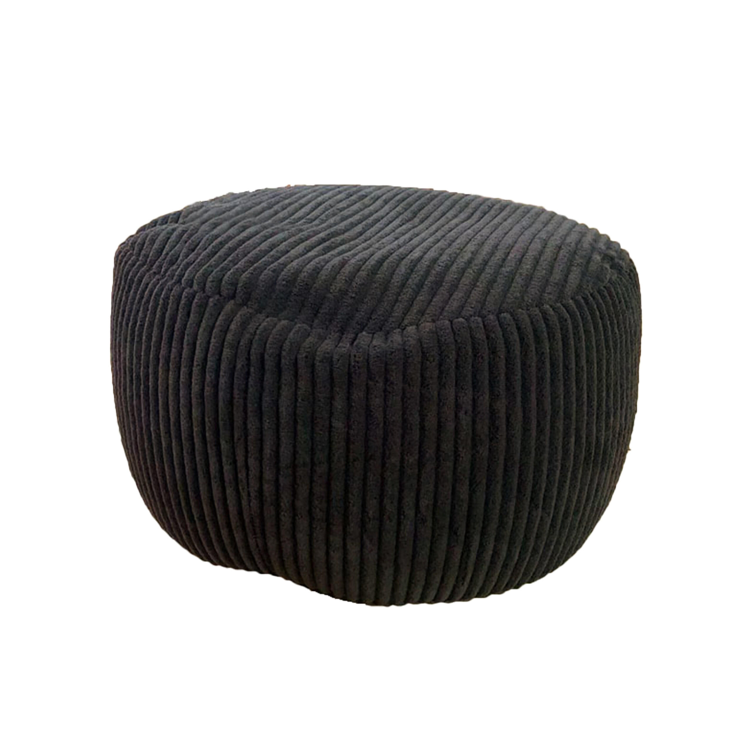 CORD-POUF - Schwarz, Kunststoff/Textil (50/35/50cm) - Relaxdays