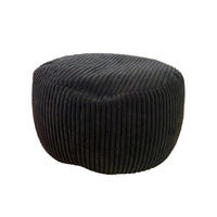 CORD-POUF - Schwarz, Kunststoff/Textil (35/25/35cm) - Relaxdays