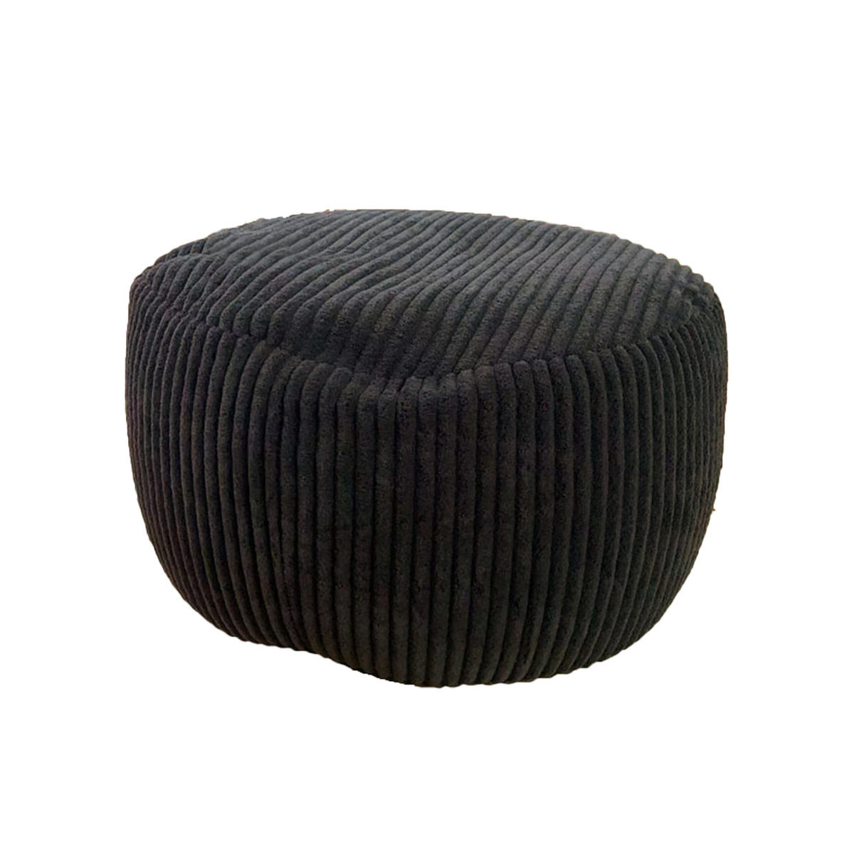 CORD-POUF - Schwarz, Kunststoff/Textil (35/25/35cm) - Relaxdays