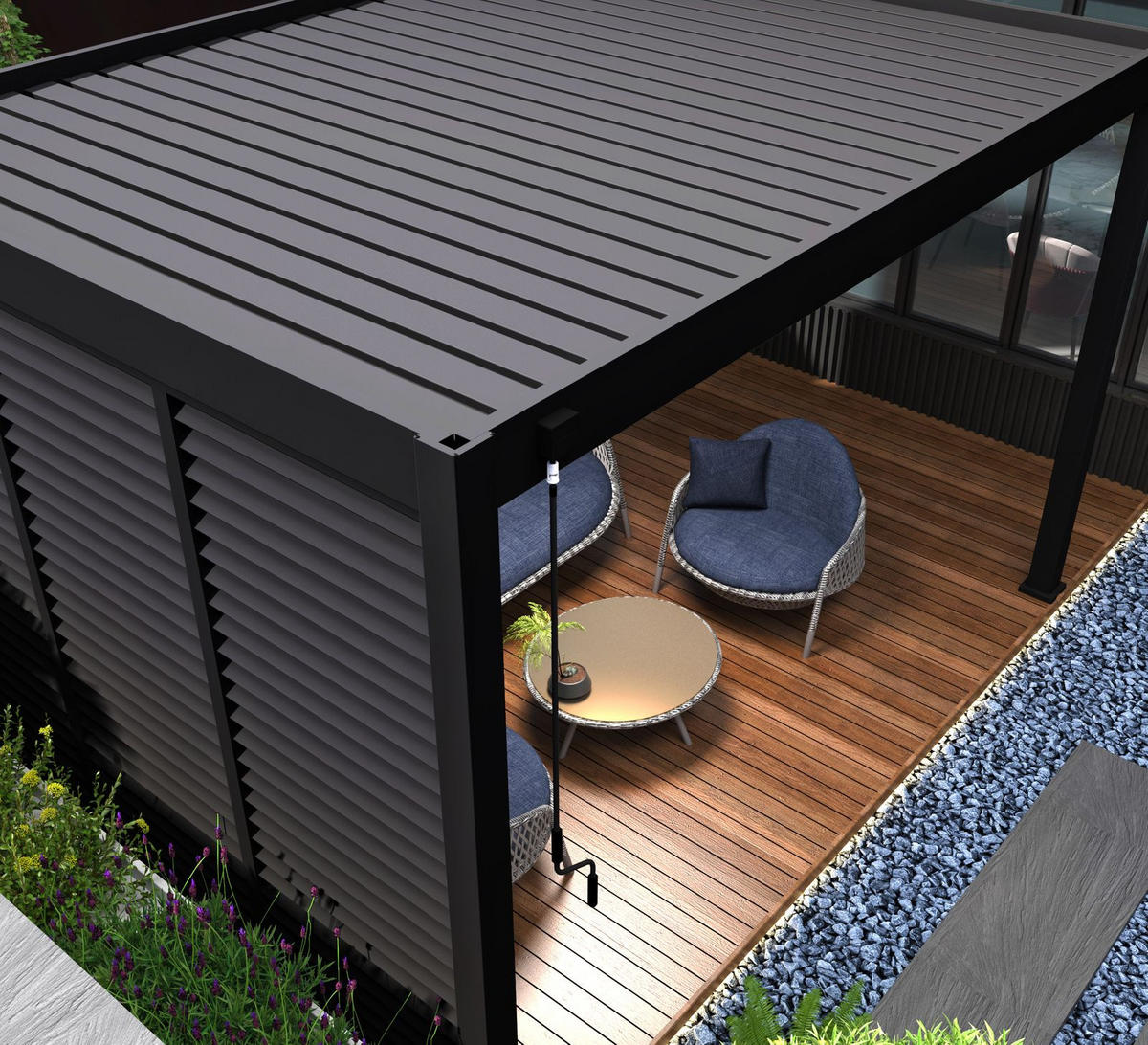 LAMELLENWAND für Pergola horizontal 93cm aus Aluminium grau - Anthrazit, Metall (93/234/6cm) - WEIDE