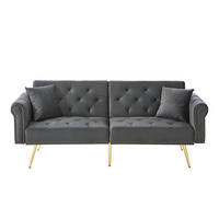 SCHLAFSOFA mit Schlaffunktion 147 x 85 cm Samt Antique Gray 2er-Kissen - Grau, Kunststoff (173/70/75cm) - Meubliv