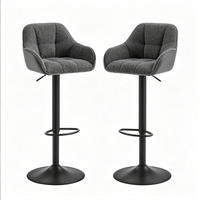 BARHOCKER 2er-Set höhenverstellbar 63-84 cm Chenille Dark Gray - Dunkelgrau, Metall (52/109/50cm) - Meubliv