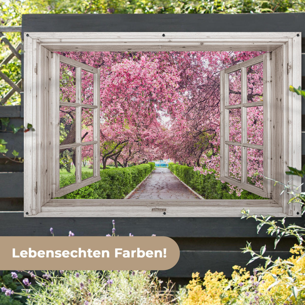 GARTENPOSTER Japanisch - Sakura - Blüte - Baum - Blütenzweige - Durchsichtig 180x120 cm - Rosa, Kunststoff (180/120/0.2cm)