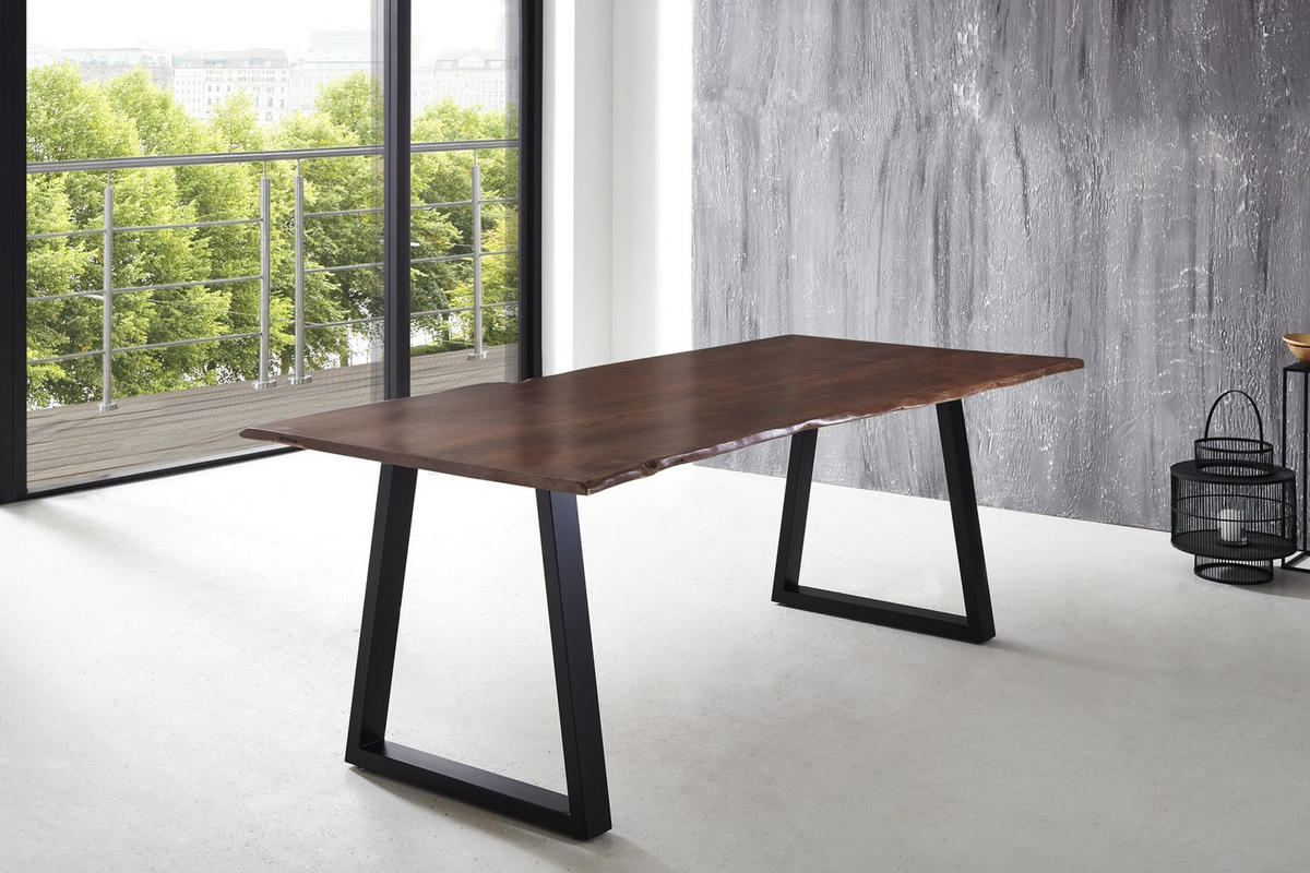 ESSTISCH LUBIN - Schwarz/Braun, Holz/Metall (100/240/77cm) - SAM