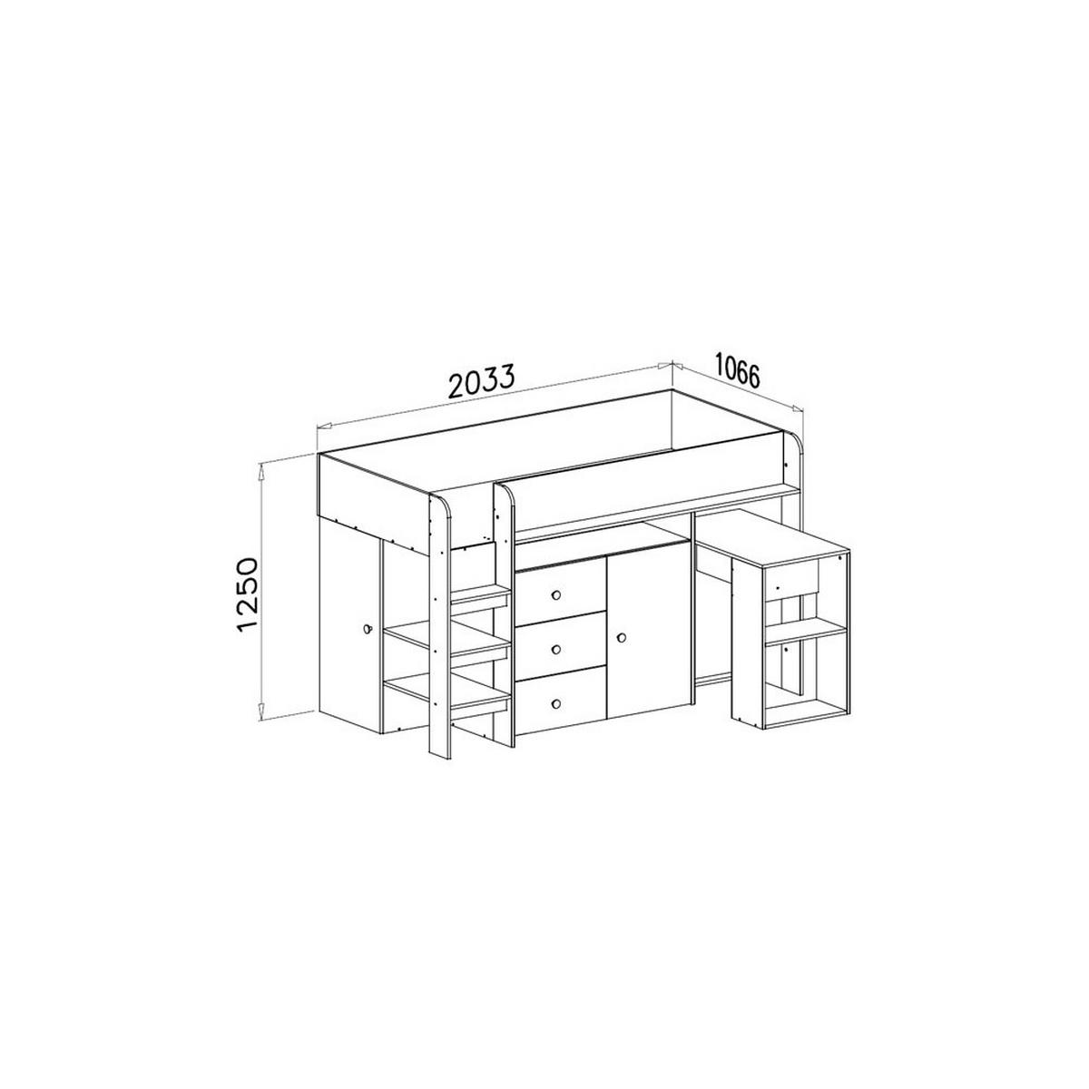 HOCHBETT Smart Artisan Eiche / schwarz 106 / 203 / 125cm Leiter links - Schwarz/Braun, Holz/Holzwerkstoff (90/200cm) - Feldmann-Wohnen