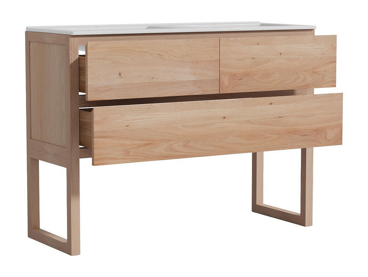 DOPPELWASCHTISCH - 120 cm x 45 cm - Holz, Platte - Naturfarben Hell - TARELO - Naturfarben, Holz (120/88/45cm) - Vente-Unique