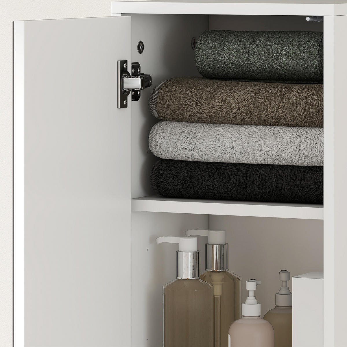 HOCHSCHRANK DE-12532 mit spiegel 32/28/162 cm Weiß - Weiß, Holzwerkstoff (28/162/32cm) - ComfortXL