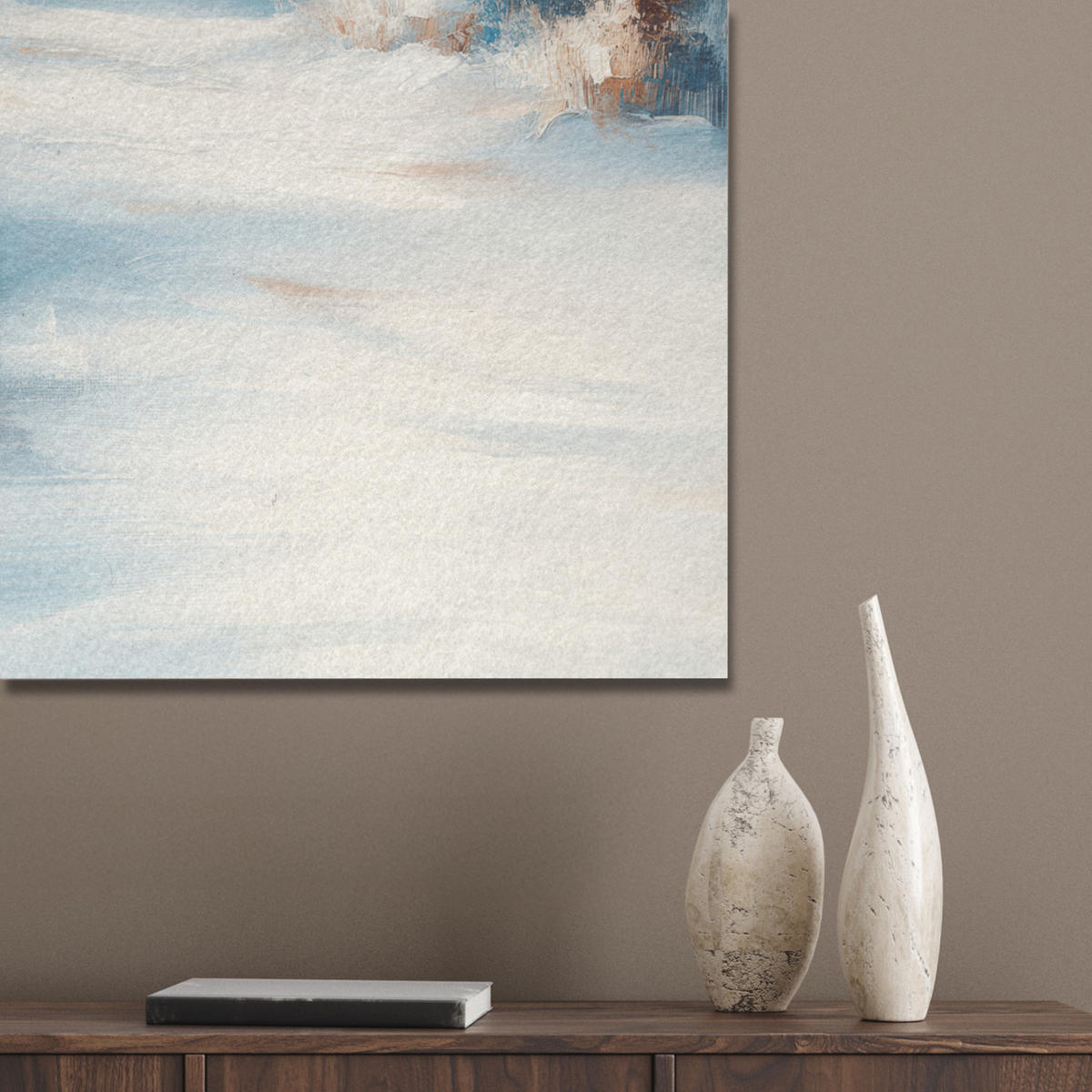 AKUSTIKBILD Wald - Winter - Natur - Abstrakt - Schnee Wanddeko 60x90 cm - Weiß, Kunststoff (60/90/0.9cm) - MuchoWow