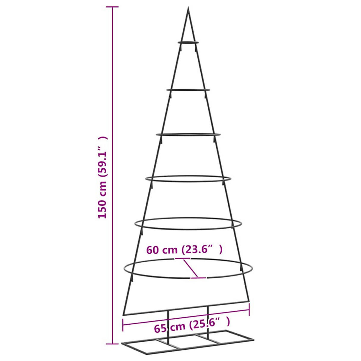 WEIHNACHTSBAUM Metall 65/60/150 Cm Schwarz Stahl - Schwarz, Metall (150cm) - vidaXL