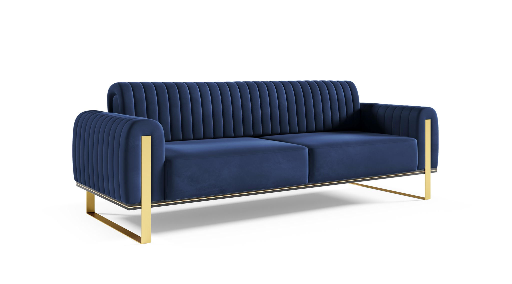 SOFA Valerie 3-sitzer - Dunkelblau, Holzwerkstoff/Textil (228/79/90cm) - Fun Möbel