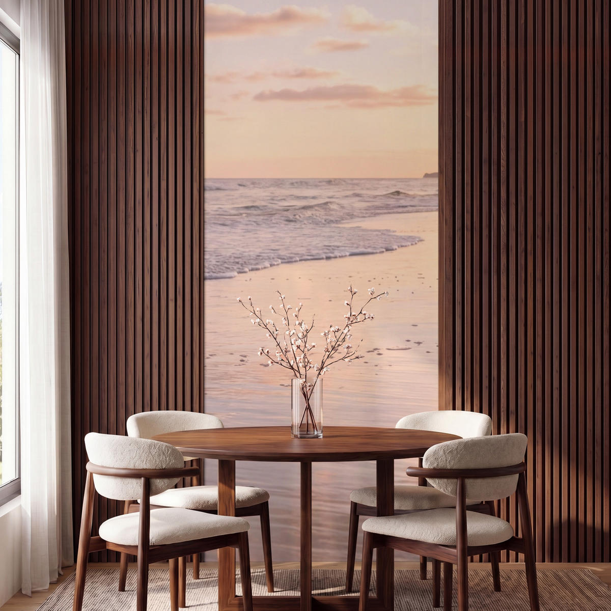 TAPETE - Strand - Brandung - Wolken - 100x260 cm - Hellrosa, Papier (100/260cm) - OnlyWow