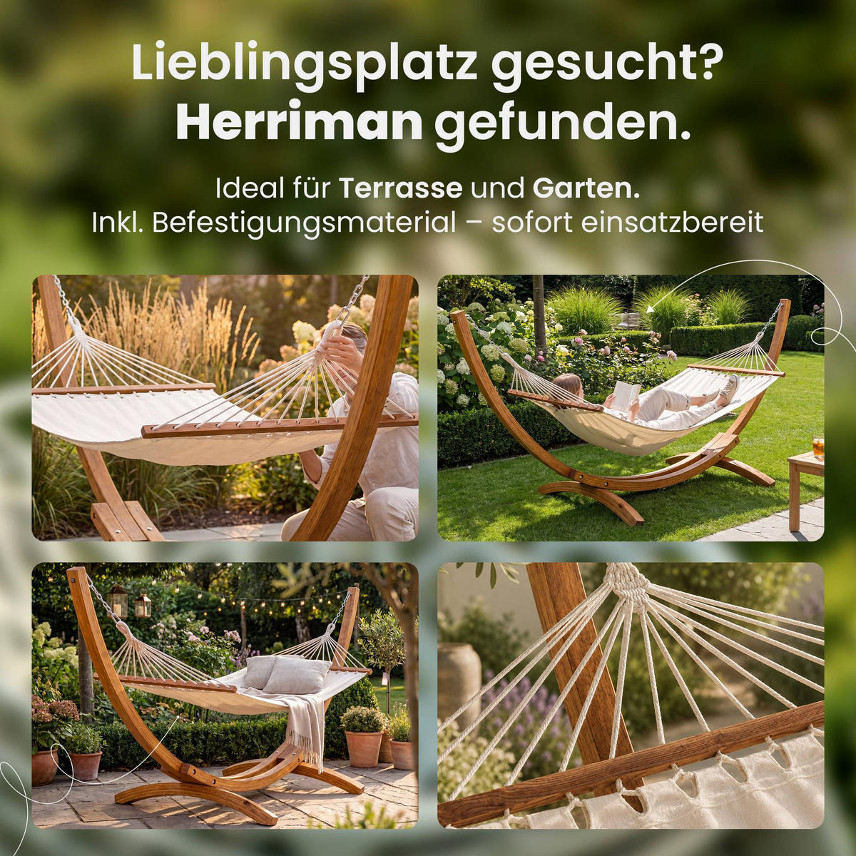 HÄNGEMATTE Holz Creme - Creme, Holz (318/122/118cm) - CLP