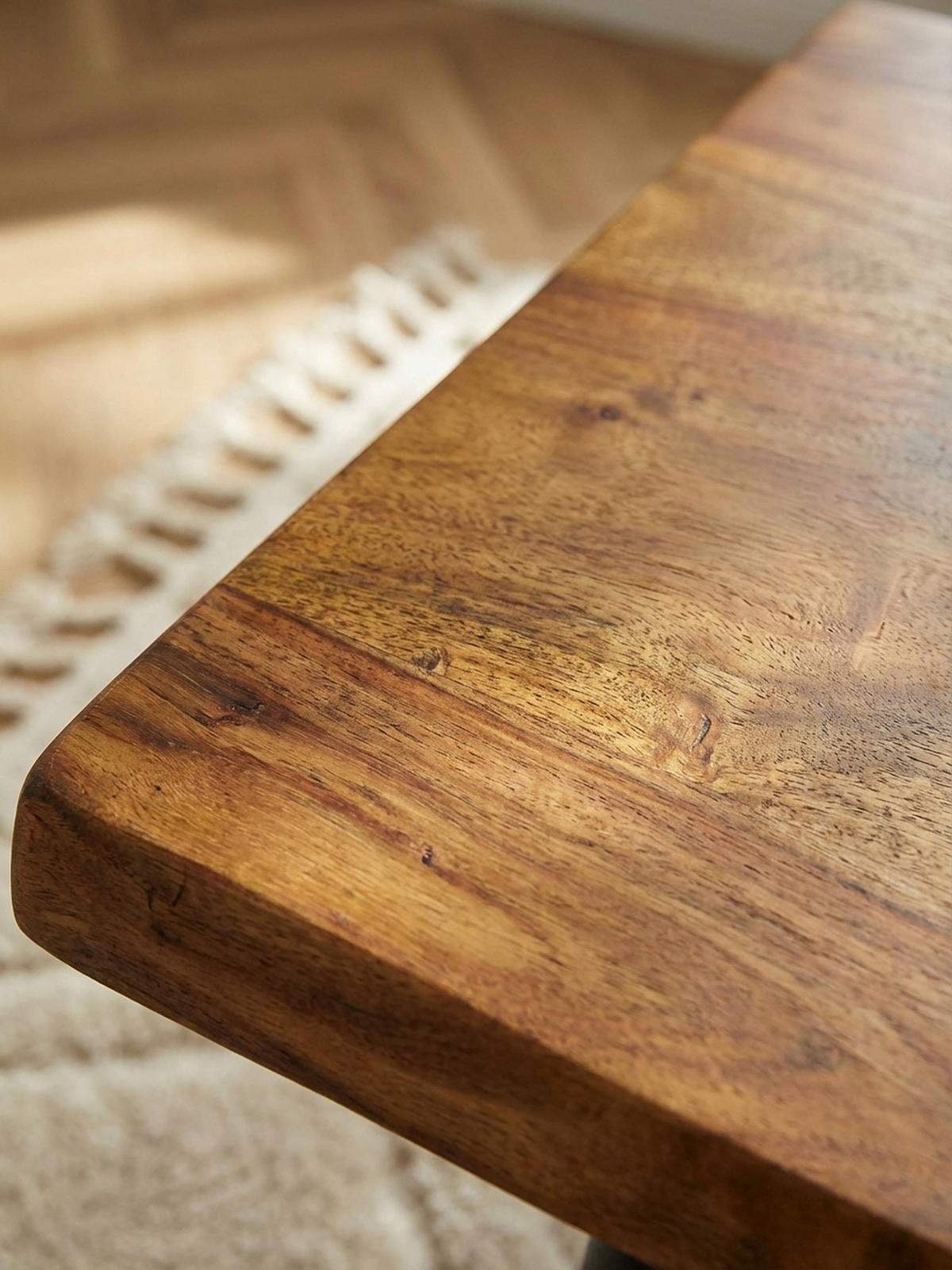 COUCHTISCH Sheesham Massivholz in Natur mit Baumkante und Metallgestell, 110x60x40 cm, Handgefertigt, Schutzlack-beschichtet - Schwarz/Braun, Holz/Metall (60/110/40cm) - KADIMA DESIGN