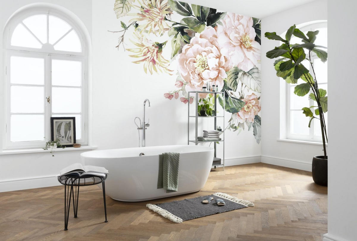 FOTOTAPETE romantischen Blumen 300 x 280 cm - Pink, Papier (300/280cm) - Sanders & Sanders