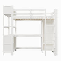 HOCHBETT 90/200 cm Weiß mit mehrere Ablagefächer, Schreibtisch und Kleiderschrank - Weiß, Holz (90/200cm) - Oxeza