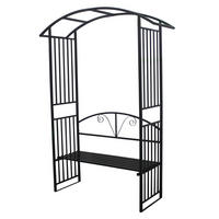 ROSENBOGEN Burton - Rankhilfe mit geschwungenem Oberteil und integrierter Sitzbank für 2 Personen. BxTxH: 150x50x230 cm - Schwarz, Metall (150/230/50cm) - TPFGarden