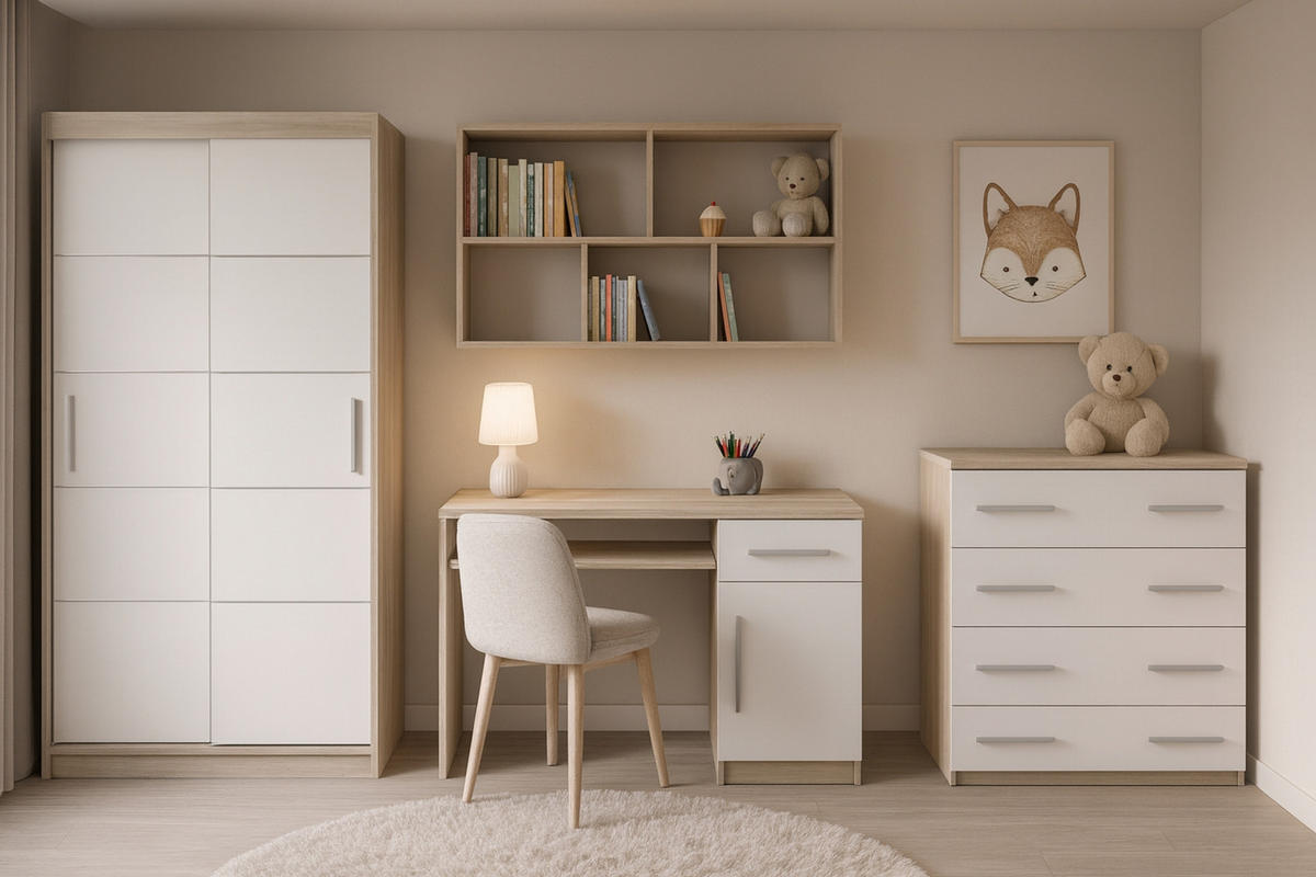 JUGENDZIMMER-SET TILL 06 PLUS 4-teilig in Eiche Sonoma / Weiß matt - Eichefarben/Weiß, Holzwerkstoff (410/200/61cm) - Deine Möbel 24