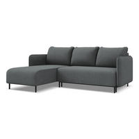 ECKSOFA mit Schlaffunktion Strukturstoff Stoff Grau - Schwarz/Grau, Holz/Textil (162/236cm) - Makamii