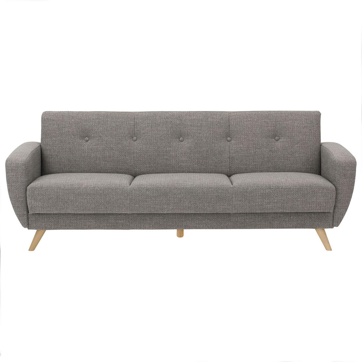 SOFA 3-Sitzer mit Bettfunktion Kazdoia Flachgewebe grau - Grau, Kunststoff (230/85/82cm) - 58aufmkessel