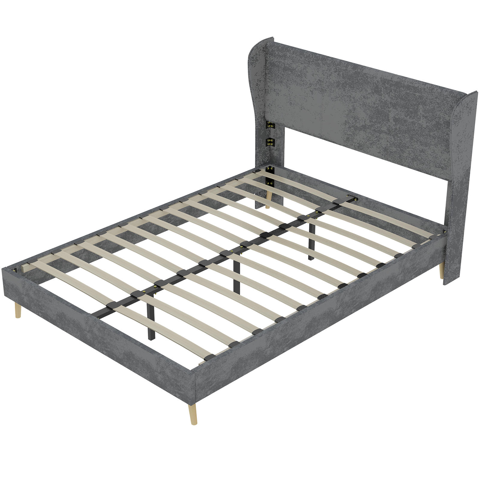 POLSTERBETT 140/200 cm DE-35481 mit Kopfteil Grau - Grau, Metall (140/200cm) - ComfortXL
