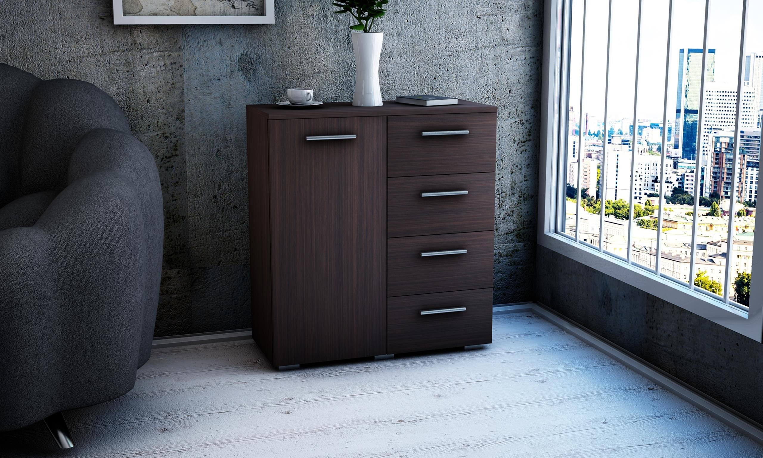 KOMMODE Helena 1D4S Wenge 80/35/84,5 cm - Wengefarben, Holzwerkstoff (80/84.5/35cm) - Matkam Möbel