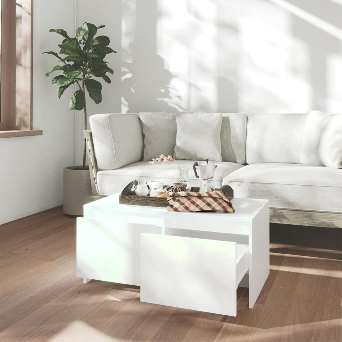 COUCHTISCH Weiß 90x50x41,5 cm Holzwerkstoff - Weiß, Holzwerkstoff (90/50/41.5cm) - furnicato