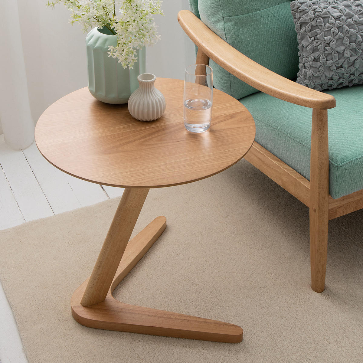 BEISTELLTISCH - Gummibaum teilmassiv - Eichefarben, Holzwerkstoff (50/50/50cm) - home24