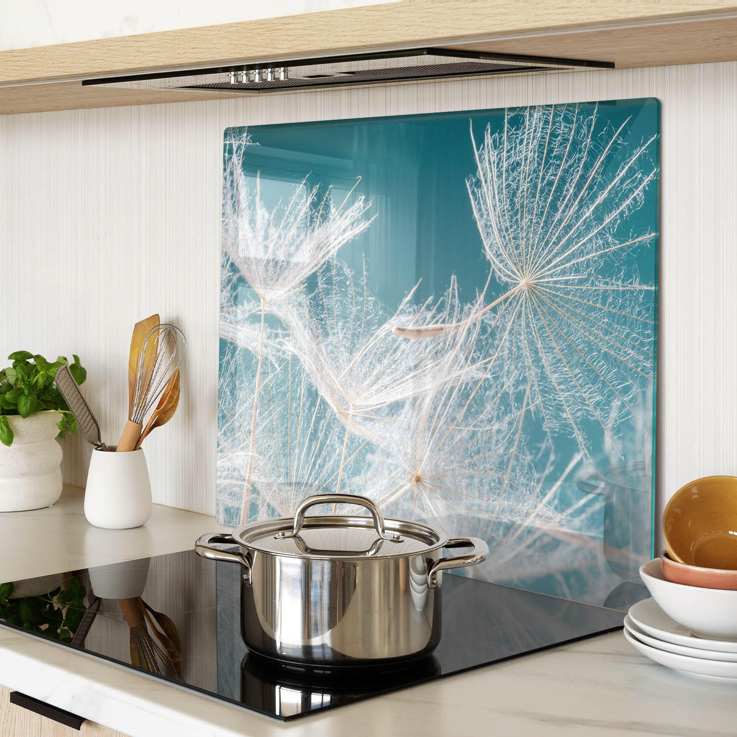 GLASPLATTE 60x52 cm Löwenzahn - Weiß, Glas (60/0.4/52cm) - TULUP