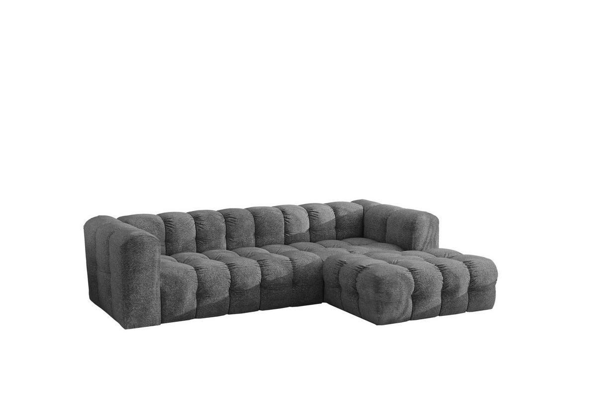 ECKSOFA L-form BALOO L, Chenille-Stoff Arena, Anthrazit, Rechts - Anthrazit, Holz (280/193cm) - Kaiser Möbel