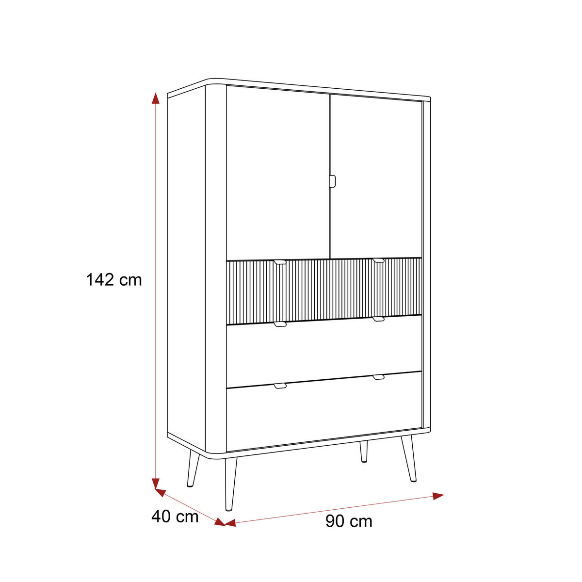 KLEIDERSCHRANK mit Schubladen NAVANI 90 cm Kaschmir Stein - Kaschmir/Schwarz, Holzwerkstoff/Metall (90/142/40cm) - Idohome