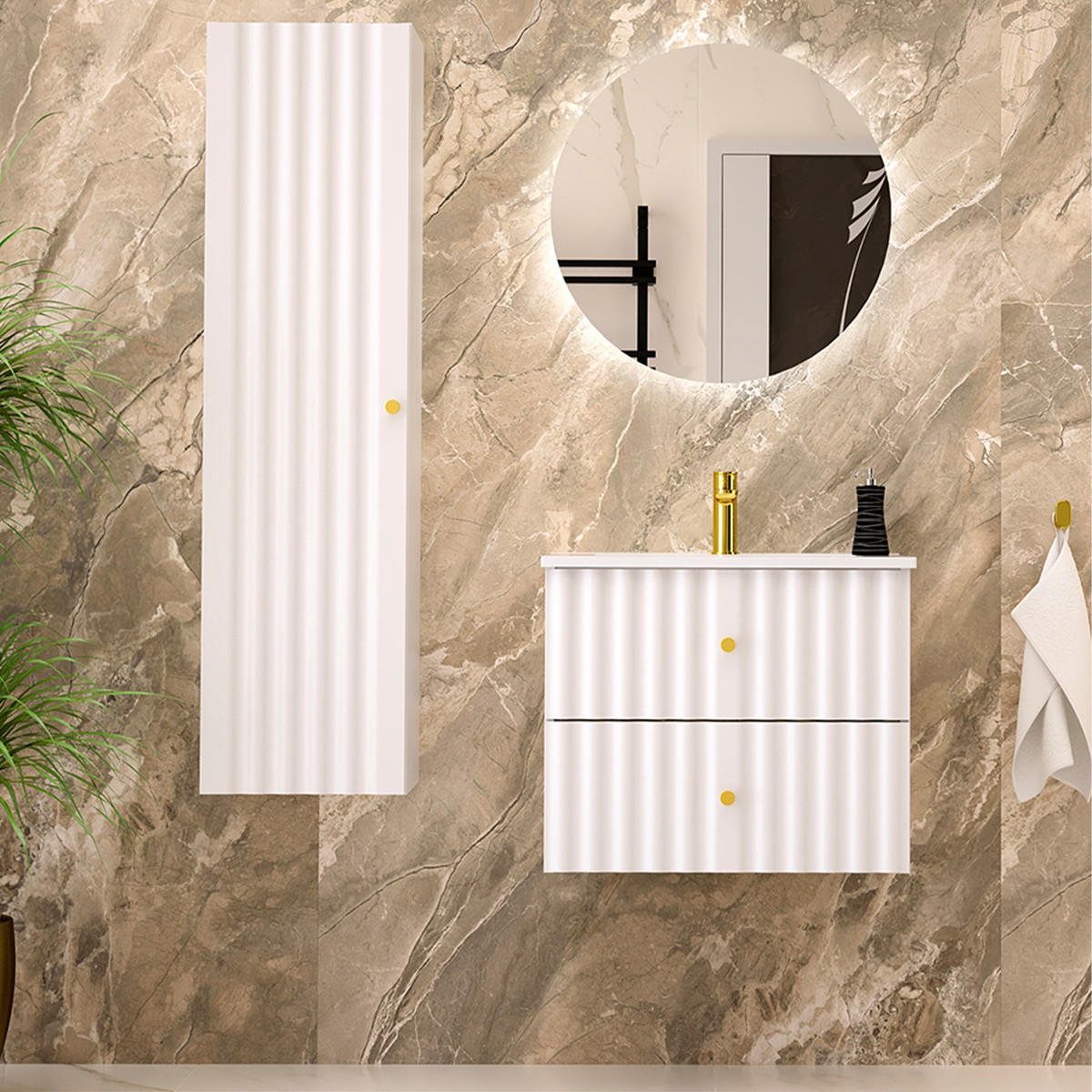 HÄNGESÄULE Izae Weiß - Weiß, Holzwerkstoff (34.5/130/31.8cm) - Petits-meubles