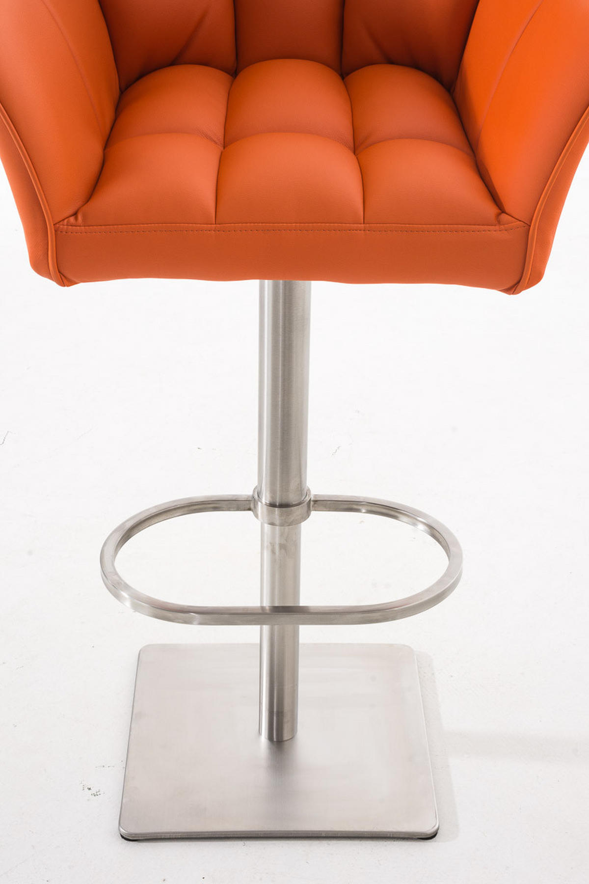 BARHOCKER Sihar Kunstleder Orange Silber - Orange, Leder/Metall (64/88/45cm) - DELUKE