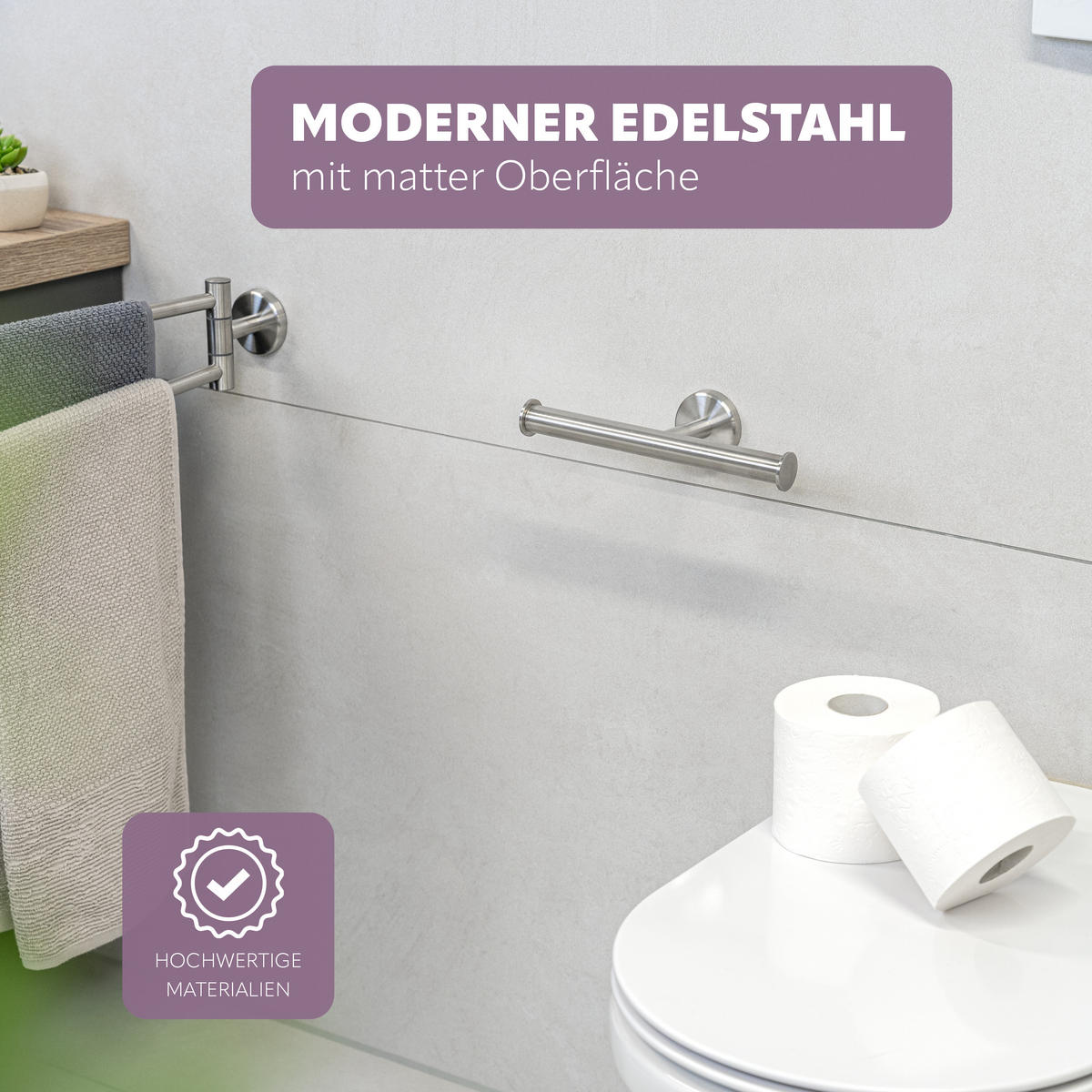TOILETTENPAPIERHALTER PIAZZA, Edelstahl - Edelstahlfarben, Metall (24/6/10cm) - bremermann