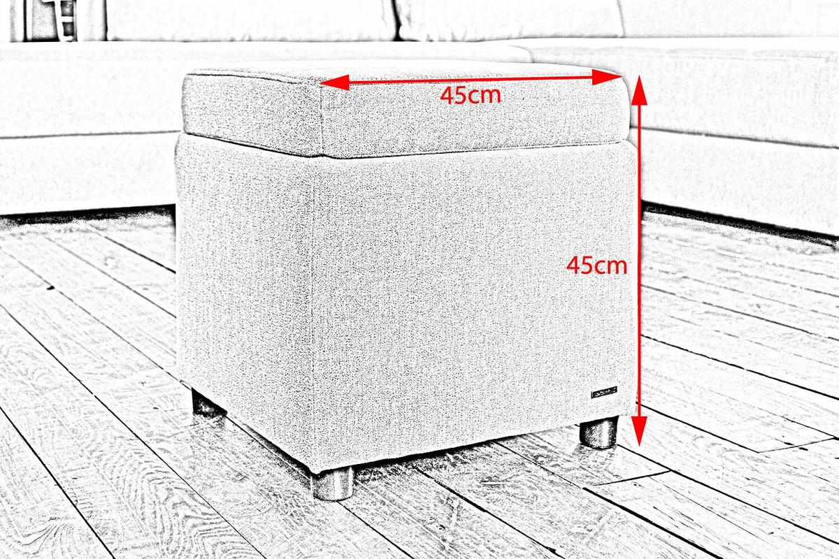HOCKER IDA Grau Webstoff - Grau, Textil (45/45/45cm) - KAWOLA