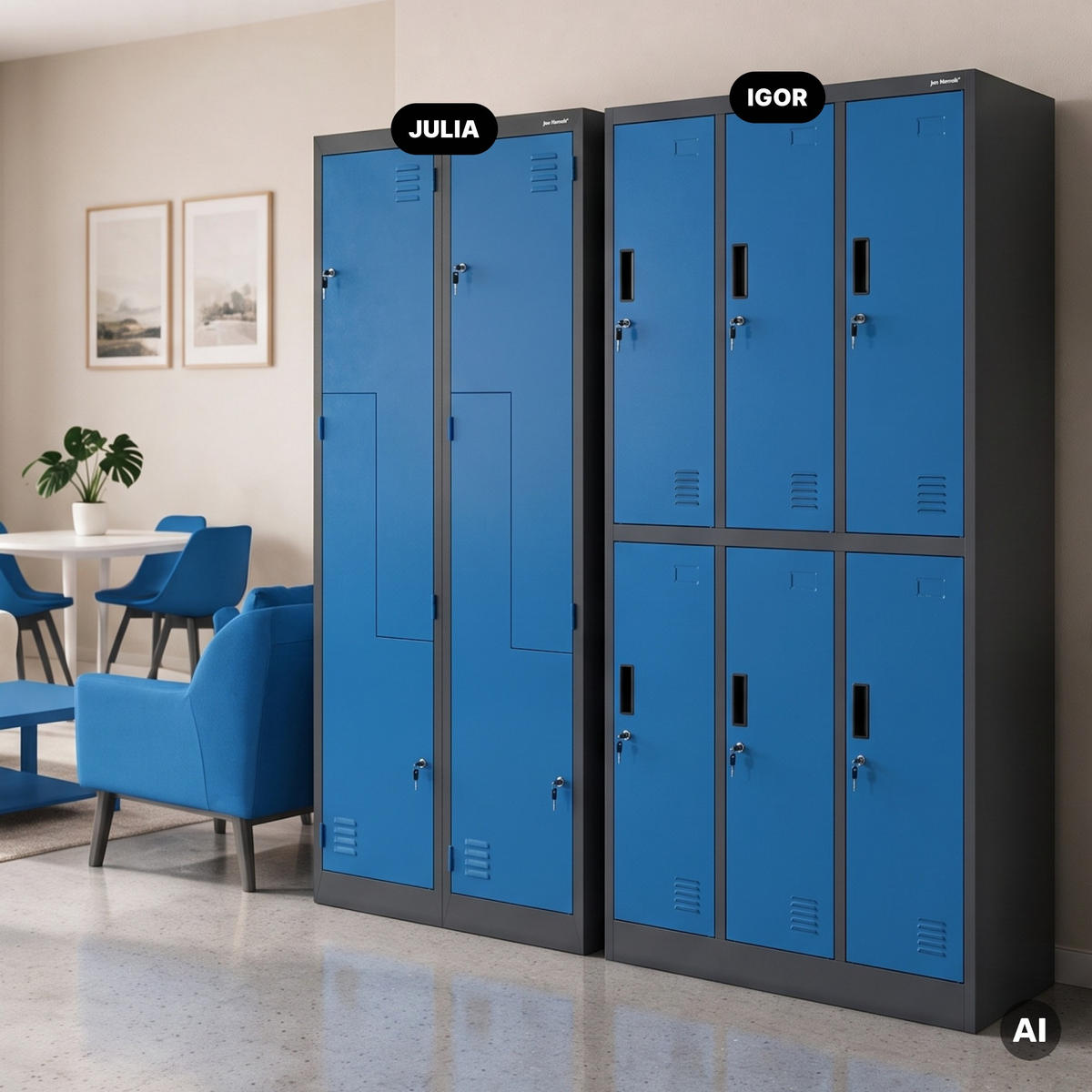 KLEIDERSCHRANK JULIA 185x80x45 cm - Blau/Anthrazit, Metall (80/185/45cm) - Jan Nowak