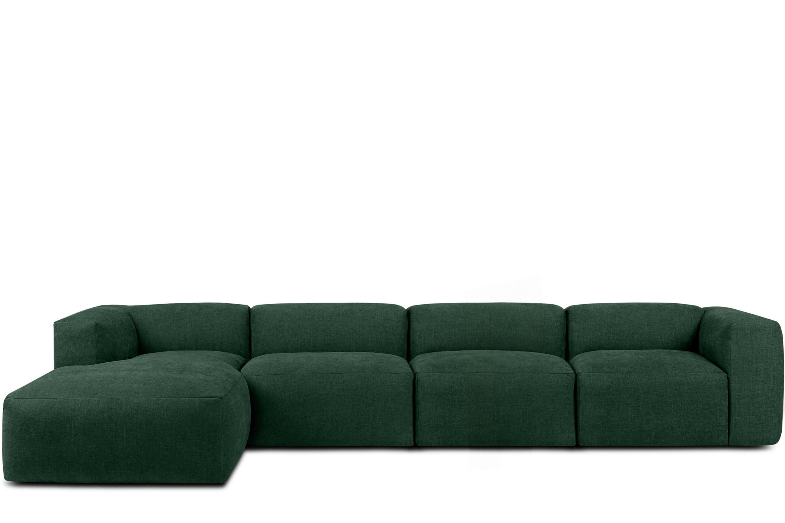 ECKMODULSOFA-LINKS BUFFO 6-Sitzer mit extrem weicher Sitzfläche, Gewebestoff, marine - Blau/Grün, Textil (377/180cm) - KONSIMO®