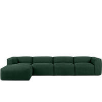 ECKMODULSOFA-LINKS BUFFO 6-Sitzer mit extrem weicher Sitzfläche, Gewebestoff, marine - Blau/Grün, Textil (377/180cm) - KONSIMO®
