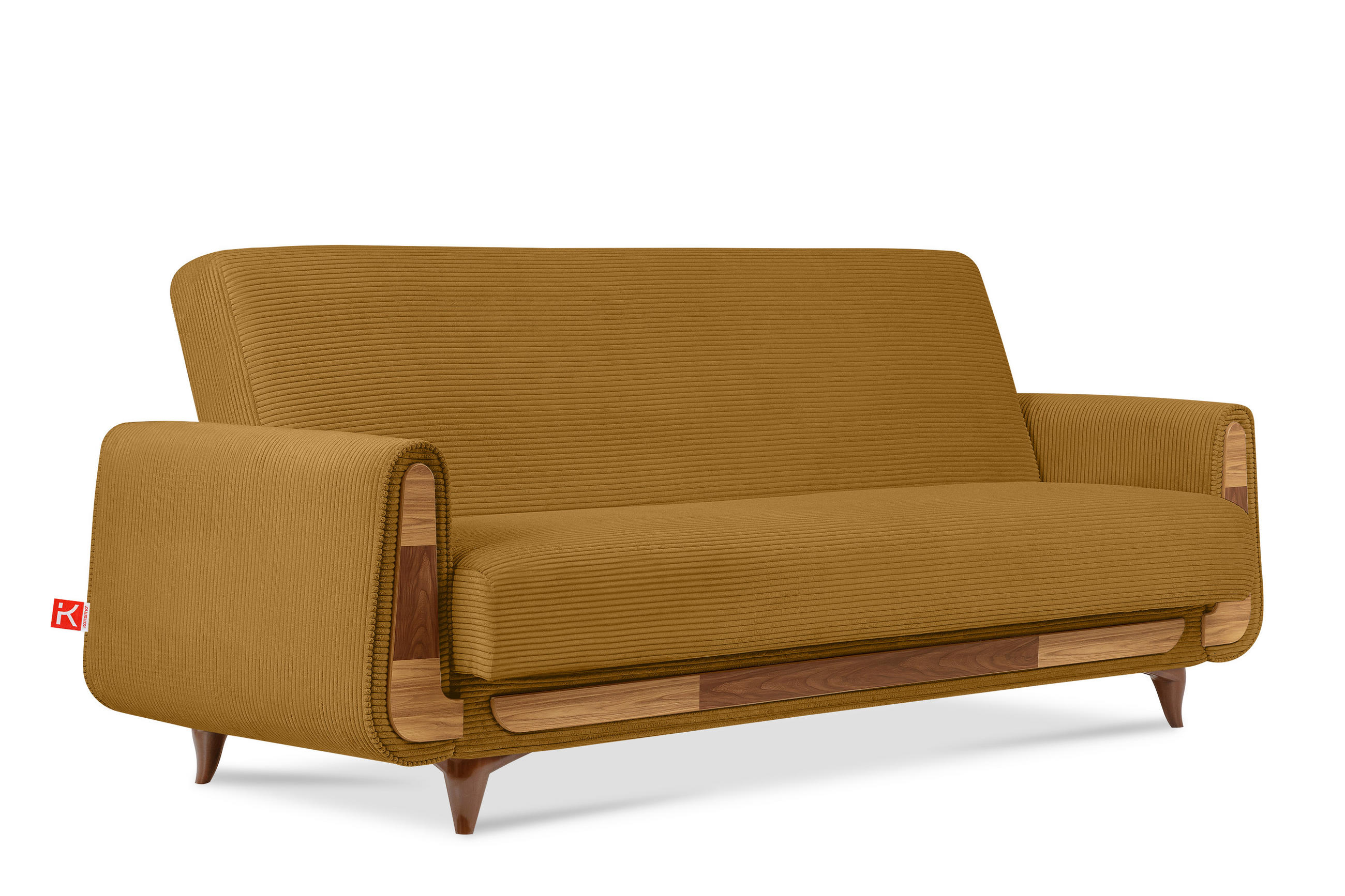 3-SITZER-SCHLAFSOFA GUSTAVO II mit Armlehnen, Gelb - Gelb, Holz/Holzwerkstoff (230/98/98cm) - KONSIMO®