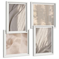 BILDER SET 4er Set - 50x50 cm & 40x60 cm Weißer Rahmen - Nahaufnahme von natürlichen Boho-Stoffen - Weiß, Kunststoff (50/50cm) - TULUP