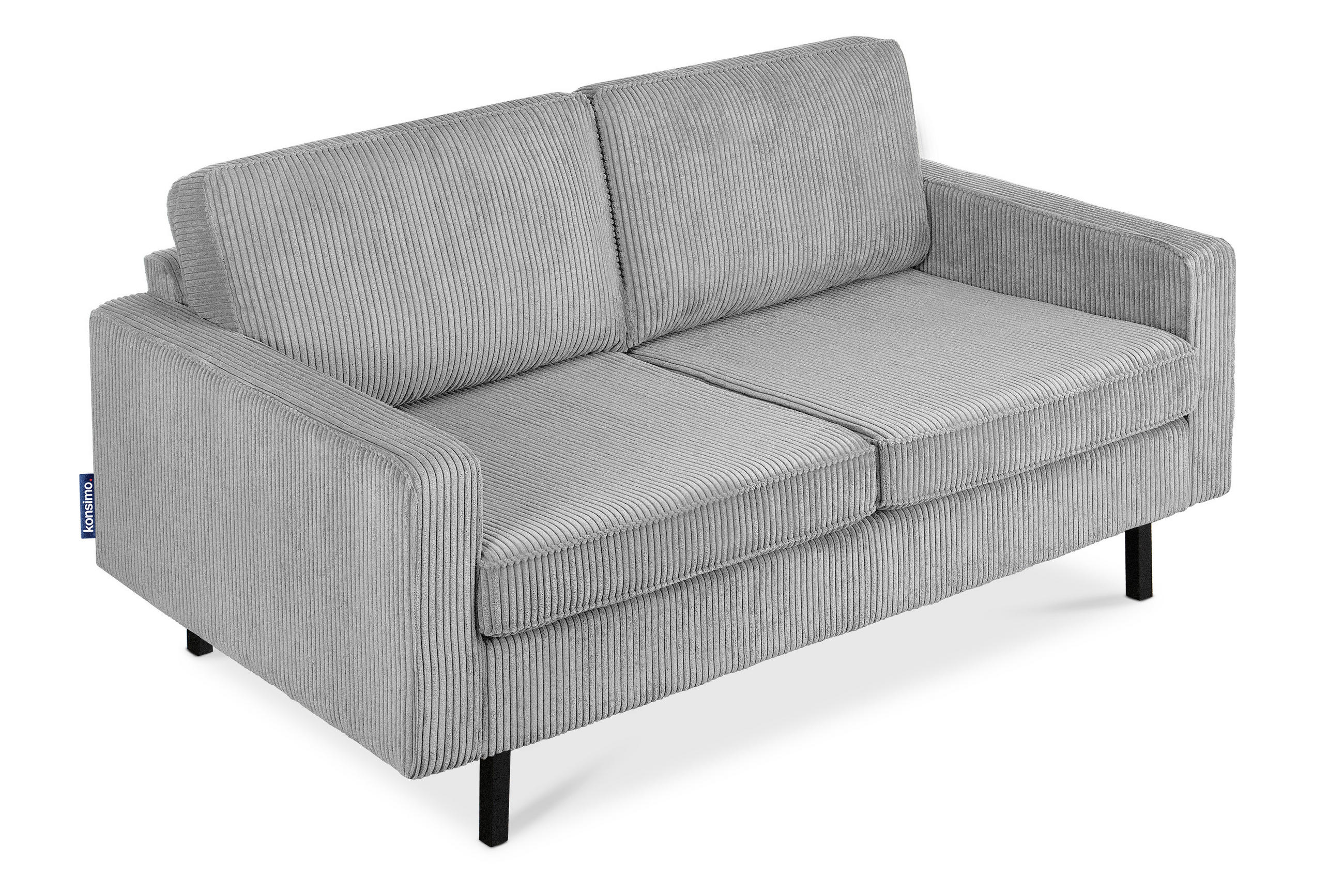2-SITZER-SOFA INVIA Klassische-Stil mit Armlehnen, Feinkord-Stoff, Grau - Hellgrau/Schwarz, Textil (164/87/98cm) - KONSIMO®